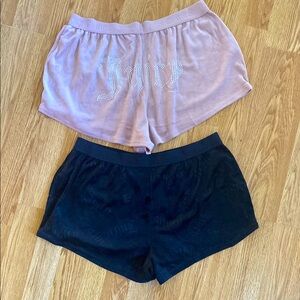 Two Juicy Couture Pink and Black Velour Shorts